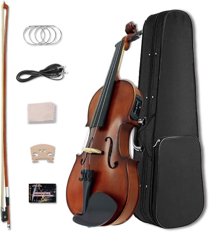 YoungMonic Electric Violin 4/4 Full Size Left Handed Violin For Beginners with Extra Strings Case and Bow Designed Fashioned From Maple and Spruce - Image 1